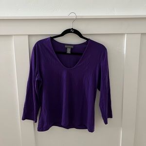 Banana Republic Stretch Purple 3/4 Sleeve Women’s Scoop Neck Top
